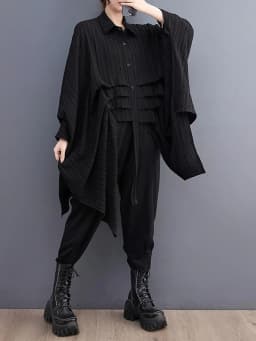 Green Vintage Irregular Oversized Shirt Women New Lapel Long Sleeve Loose Casual Blouse Top Fashion Clothing Spring Summer 2026