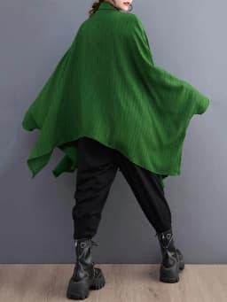 Green Vintage Irregular Oversized Shirt Women New Lapel Long Sleeve Loose Casual Blouse Top Fashion Clothing Spring Summer 2026