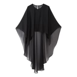 KEYANKETIAN Summer New Asymmetrical Tulle Cape Beach Wind Perspective Outfit Chic Chiffon Shawl Mid-Length Pull-Over Top