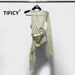 Fashion Women's Double Layer Underlay Thin Fabric Comfortable Knitted Long Sleeve Top Tee T-shirt