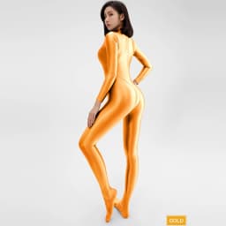 2023 AMORESY Women's Catsuit Playsuits Wetlook Shiny Glossy Tights Zipper Leotards Fullbody Overall Zentai Jumpsuits