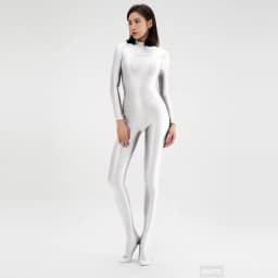 2023 AMORESY Women's Catsuit Playsuits Wetlook Shiny Glossy Tights Zipper Leotards Fullbody Overall Zentai Jumpsuits