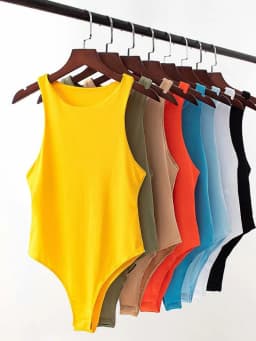 Summer solid sexy bodycon women bodysuits female 4 color green slim casual bodysuit chic lady club short playsuits femme