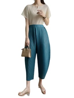 Miyake Pleated Pants Women's 2023 New Banana Pants Fashion All-Match Pleated Pants Casual Loose Wide-Leg Pants Streetwear Women