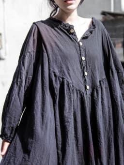 UMI MAO Chinese Style Yamamoto Autumn Winter Mountain Design Lantern Sleeve Super Loose Cotton Dress Elegant Femme Y2K