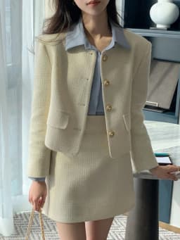 New Korean Fashion Tweed Two Piece Set For Women Autumn Winter Elegant Long Sleeve Short Jacket Coat + Mini Skirt Suits OL