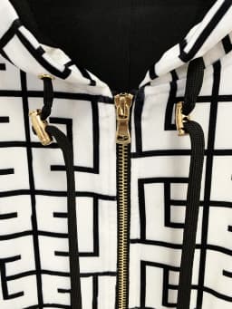 HIGH STREET Newest Fashion 2026 F/W Designer Jacket Women's Geometric Monogram Printed Velvet Hooded Bomber Jacket
