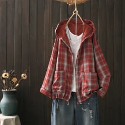 Large Size Blouses for Women Autumn Spring Hooded Long Sleeve Single-Breasted Shirts Adjustable Women's Clothing