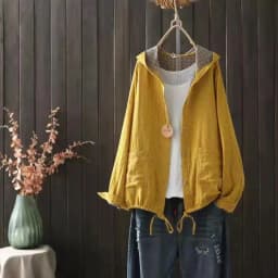 Large Size Blouses for Women Autumn Spring Hooded Long Sleeve Single-Breasted Shirts Adjustable Women's Clothing