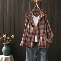 Large Size Blouses for Women Autumn Spring Hooded Long Sleeve Single-Breasted Shirts Adjustable Women's Clothing