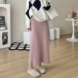 Xpqbb Gentle Style Knitted Skirts for Women Autumn Winter All-Match High Waist Long Skirt Woman Korean Temperament Midi Skirts