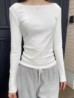 Eyelet White Slim Long Sleeve T-shirt For Woman Crew Neck Cotton Tee Top Clothes Summer Casual Sweet Cute Preppy Style Tshirts
