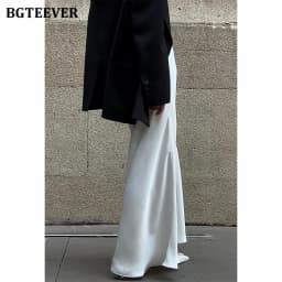 BGTEEVER Fashion High Waist Skinny Ladies Satin Skirts Spring Summer Elegant Slim Package Hip Skirts Women