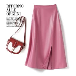 Sheepskin Skirt for Women 2025 Fashion High Waist Front Spit Wrap Skirt Chic Ladies A-line Knee-length Split Sheep Leather Skirt