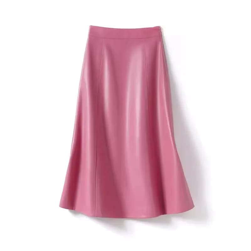 Sheepskin Skirt for Women 2025 Fashion High Waist Front Spit Wrap Skirt Chic Ladies A-line Knee-length Split Sheep Leather Skirt