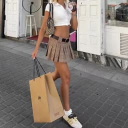 YENKYE Women American Retro Sexy Low Waist Pleated Mini Skirt Summer Skirts