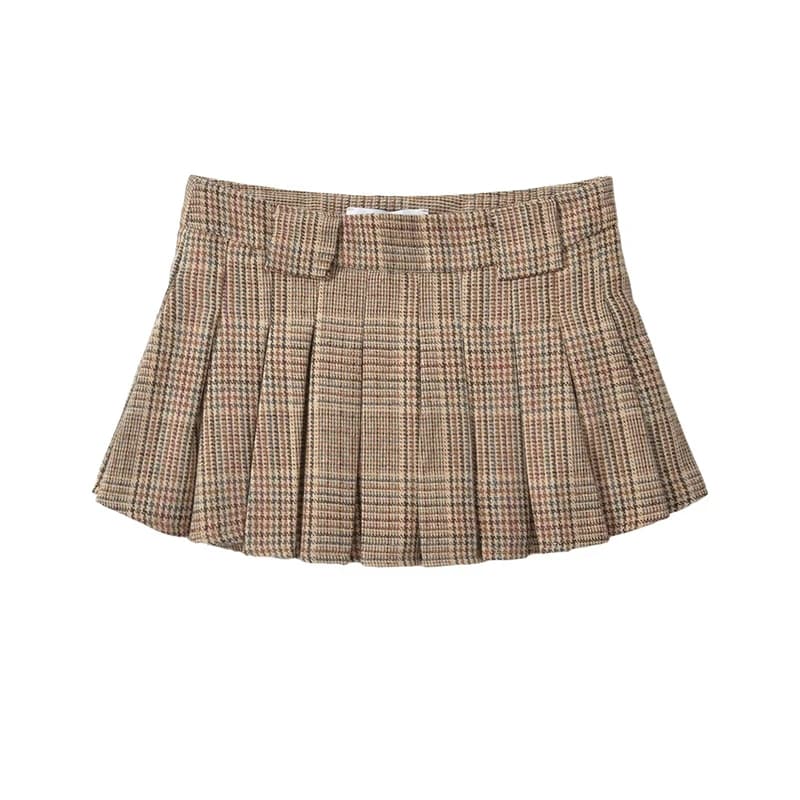 YENKYE Women American Retro Sexy Low Waist Pleated Mini Skirt Summer Skirts