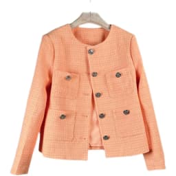 Small Fragrance Orange Casual Coat Female French Vintage Wine Casual Loose Long Sleeve Fashion Chic Office Tweed Coat Women