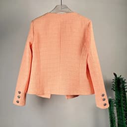 Small Fragrance Orange Casual Coat Female French Vintage Wine Casual Loose Long Sleeve Fashion Chic Office Tweed Coat Women