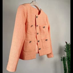 Small Fragrance Orange Casual Coat Female French Vintage Wine Casual Loose Long Sleeve Fashion Chic Office Tweed Coat Women