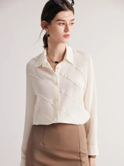 SuyaDream Women Striped Shirts 100%Pure Silk Turn Down Collar Chic Blouses 2026 Spring Summer Office Lady Top Pink Champagne