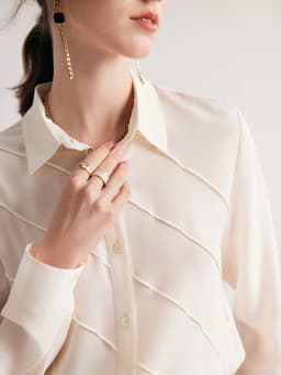 SuyaDream Women Striped Shirts 100%Pure Silk Turn Down Collar Chic Blouses 2026 Spring Summer Office Lady Top Pink Champagne