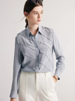 SuyaDream Women Striped Shirts 100%Pure Silk Turn Down Collar Chic Blouses 2026 Spring Summer Office Lady Top Pink Champagne