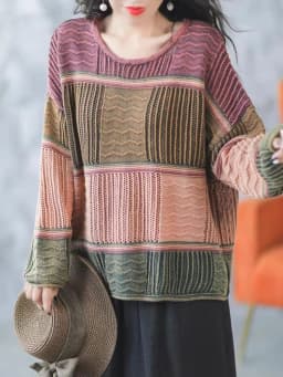 Amax LuluE 2025 Winter Luxury Knitted Pullover Womens Fashion Loose Striped Big Size Sweaters Ladies Casual Elegant Warm Jumpers