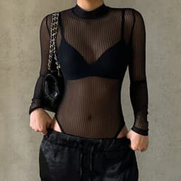 See Through Bodysuit Backless Hollow Out Transparent Club Jumpsuits Women Solid Black Tee Summer Elegant Sexy Streetwear