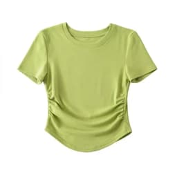 2024 Harajuku Women Crew Neck Short Sleeve Cotton Tee With Ruched Sides Detail T-shirts