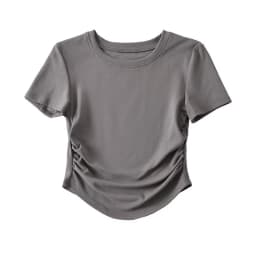 2024 Harajuku Women Crew Neck Short Sleeve Cotton Tee With Ruched Sides Detail T-shirts