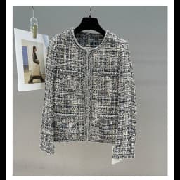 Spring Autumn French Small Fragrance Women Coat Fashion Long Sleeve Tweed O Neck Lace Dark Buckle Female High Quality Chic Coat