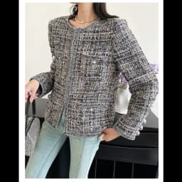 Spring Autumn French Small Fragrance Women Coat Fashion Long Sleeve Tweed O Neck Lace Dark Buckle Female High Quality Chic Coat
