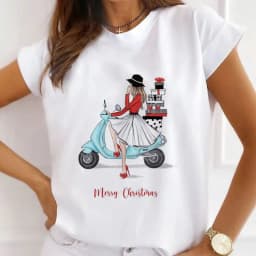 Europe and The United States Casual Women's Round Neck T-shirt Breathable Fashion Printed Girls Short Sleeve Base Shirt