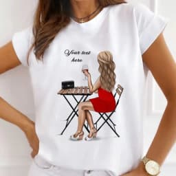 Europe and The United States Casual Women's Round Neck T-shirt Breathable Fashion Printed Girls Short Sleeve Base Shirt