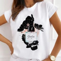 Europe and The United States Casual Women's Round Neck T-shirt Breathable Fashion Printed Girls Short Sleeve Base Shirt