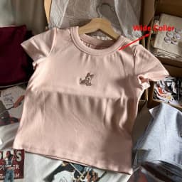 Little Deer Embroidery Pink T Shirt Women Cotton Round Neck Short Sleeve Tees Tops Female Vintage Cute Summer Slim Crop Top Y2k