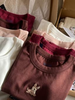 Little Deer Embroidery Pink T Shirt Women Cotton Round Neck Short Sleeve Tees Tops Female Vintage Cute Summer Slim Crop Top Y2k