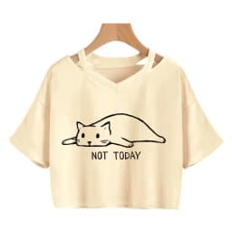 Streetwear Funny Cat T Shirt Crop Top Women Shirt Cropped Graphic Ulzzang T-shirt 90s Tshirt Top Tee Female Gothic