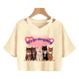 Streetwear Funny Cat T Shirt Crop Top Women Shirt Cropped Graphic Ulzzang T-shirt 90s Tshirt Top Tee Female Gothic