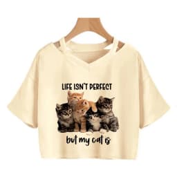 Streetwear Funny Cat T Shirt Crop Top Women Shirt Cropped Graphic Ulzzang T-shirt 90s Tshirt Top Tee Female Gothic