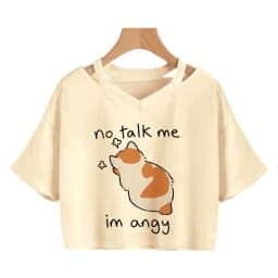 Streetwear Funny Cat T Shirt Crop Top Women Shirt Cropped Graphic Ulzzang T-shirt 90s Tshirt Top Tee Female Gothic