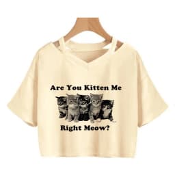 Streetwear Funny Cat T Shirt Crop Top Women Shirt Cropped Graphic Ulzzang T-shirt 90s Tshirt Top Tee Female Gothic