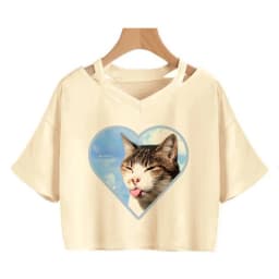 Streetwear Funny Cat T Shirt Crop Top Women Shirt Cropped Graphic Ulzzang T-shirt 90s Tshirt Top Tee Female Gothic