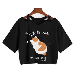 Streetwear Funny Cat T Shirt Crop Top Women Shirt Cropped Graphic Ulzzang T-shirt 90s Tshirt Top Tee Female Gothic