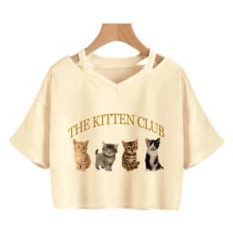 Streetwear Funny Cat T Shirt Crop Top Women Shirt Cropped Graphic Ulzzang T-shirt 90s Tshirt Top Tee Female Gothic