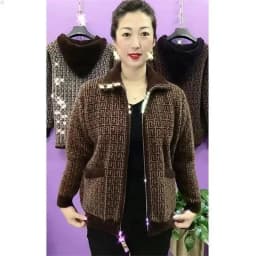 Thick Mink-Like Sweater Coat Short Women Mother's Hooded Woolen Jacket Autumn Winter 2025New Knitted Cardigan Ladies Outcoat Top