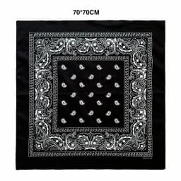 27inch/68cm Plus Size Cotton Square Scarf Hip Hop Amoeba Cashew Bandana Headband Black Paisley Turban Men Women Boys Girls Gifts