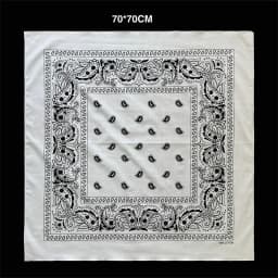 27inch/68cm Plus Size Cotton Square Scarf Hip Hop Amoeba Cashew Bandana Headband Black Paisley Turban Men Women Boys Girls Gifts