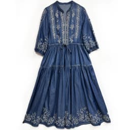 M-6xl Women Vintage Flower Embroidery Elastic Waist Middle Sleeve Long Casual Maxi Beach Dress Plus Size Vestido
